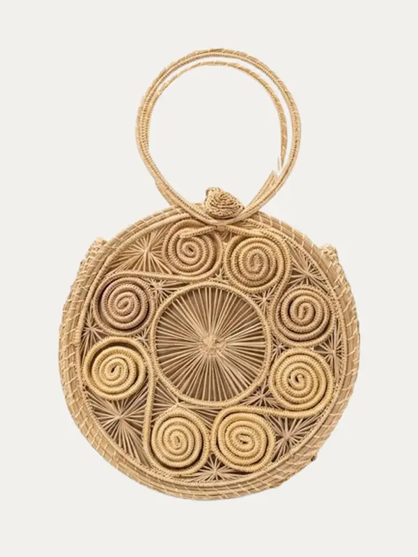 Iraca Palm Circle Handbag — Spiral Artisan Edition