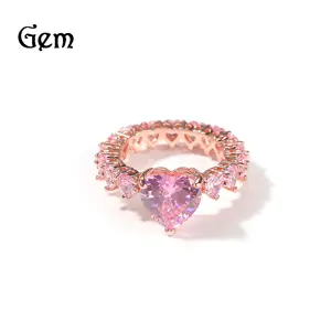 New zircon ring, fashionable and elegant, large and small heart-shaped full zircon women's ring, unique design, trendy gift