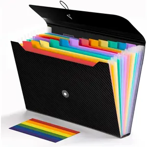 Expanding File Folder 13 Pockets Accordion File Holder Organizer A4 Letter Size Paper Document Receipt Filing Folder for Classroom Home Office Travel