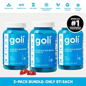Goli Ashwagandha & Vitamin D Gummy - Mixed Berry, KSM-66, Vegan, Plant Based, Non-GMO, Gluten & Gelatin Free