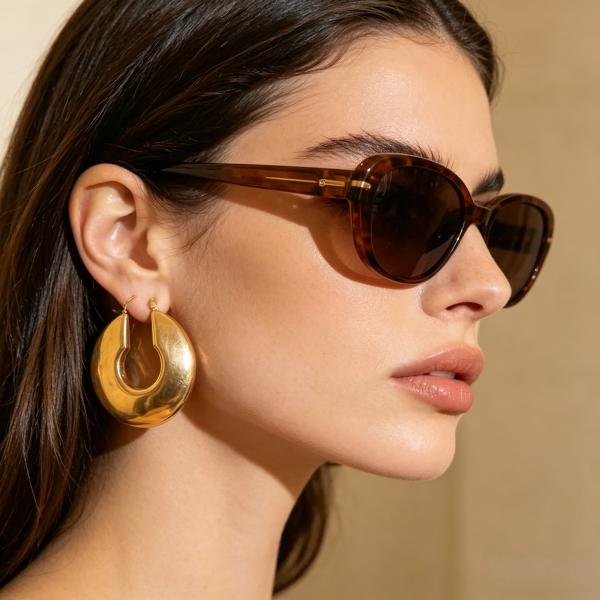 ANDKISS Retro-Style Thickened Round Stainless Steel Drop Earrings for Women Men Unisex – Western Minimalist Rose Gold Hollow Hoops, Oversized Statement Circles, Light Luxury Aesthetic