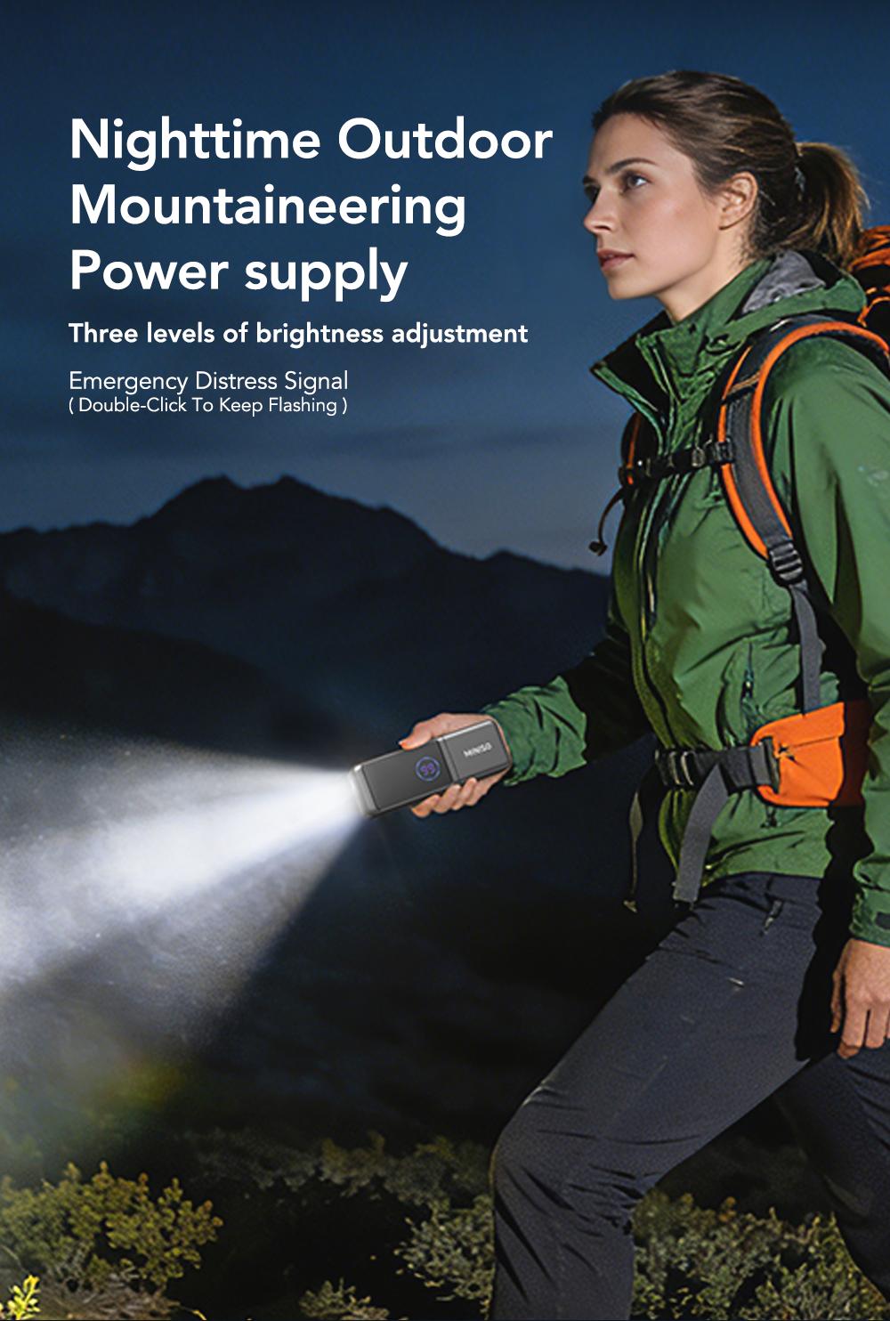 MINISO MS120 3-in-1 TWS Bluetooth Earbuds, Bluetooth 6.0, Built-In High-Power Flashlight with Three Adjustable Modes (Steady On / Flashing), 2000mAh Power Bank, Suitable for Outdoor Hiking and Sports