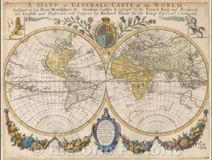 World Map - Double Hemisphere, 1671 ca | Antique Map Print