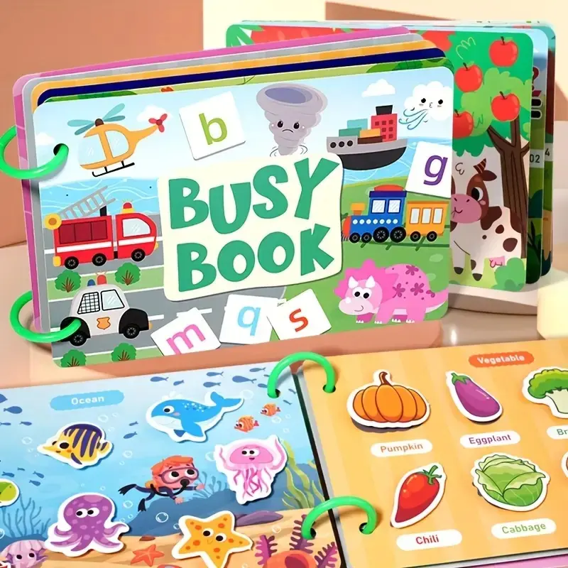 Interactive Quiet Book Set, Reusable Educational Sticker Book, Enhances Motor Skills and Cognitive Abilities, Back-To-School Supplies, Christmas Gift