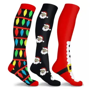 Festive Holiday Knee High Socks for Women and Men - Fun Christmas Designs (3-Pairs) Style Winter Cotton Womenswear