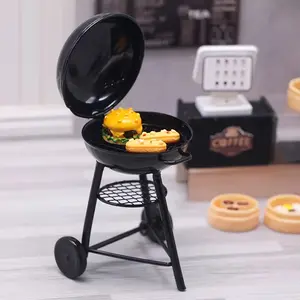 1:12 Scale Miniature Outdoor BBQ Iron Grill Circle Stove for Dollhouse Garden Decor, Miniature Cooking Set, Perfect Christmas Gift Idea