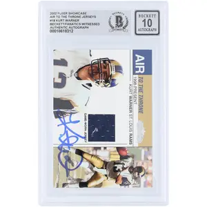Kurt Warner St. Louis Rams Autographed 2002 Fleer Showcase Air To The Throne Jerseys Relic #KW Beckett Fanatics Witnessed Authenticated 10 Card - Fanatics Authentic Certified