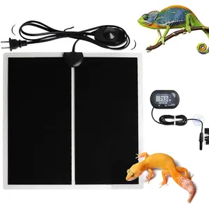 Reptile Terrarium Heat Pad with LCD Digital Aquarium Thermometer, 5.5 x 6in Power Adjustment Under  Heater Mat for Pets, Small , Seedling, 5W