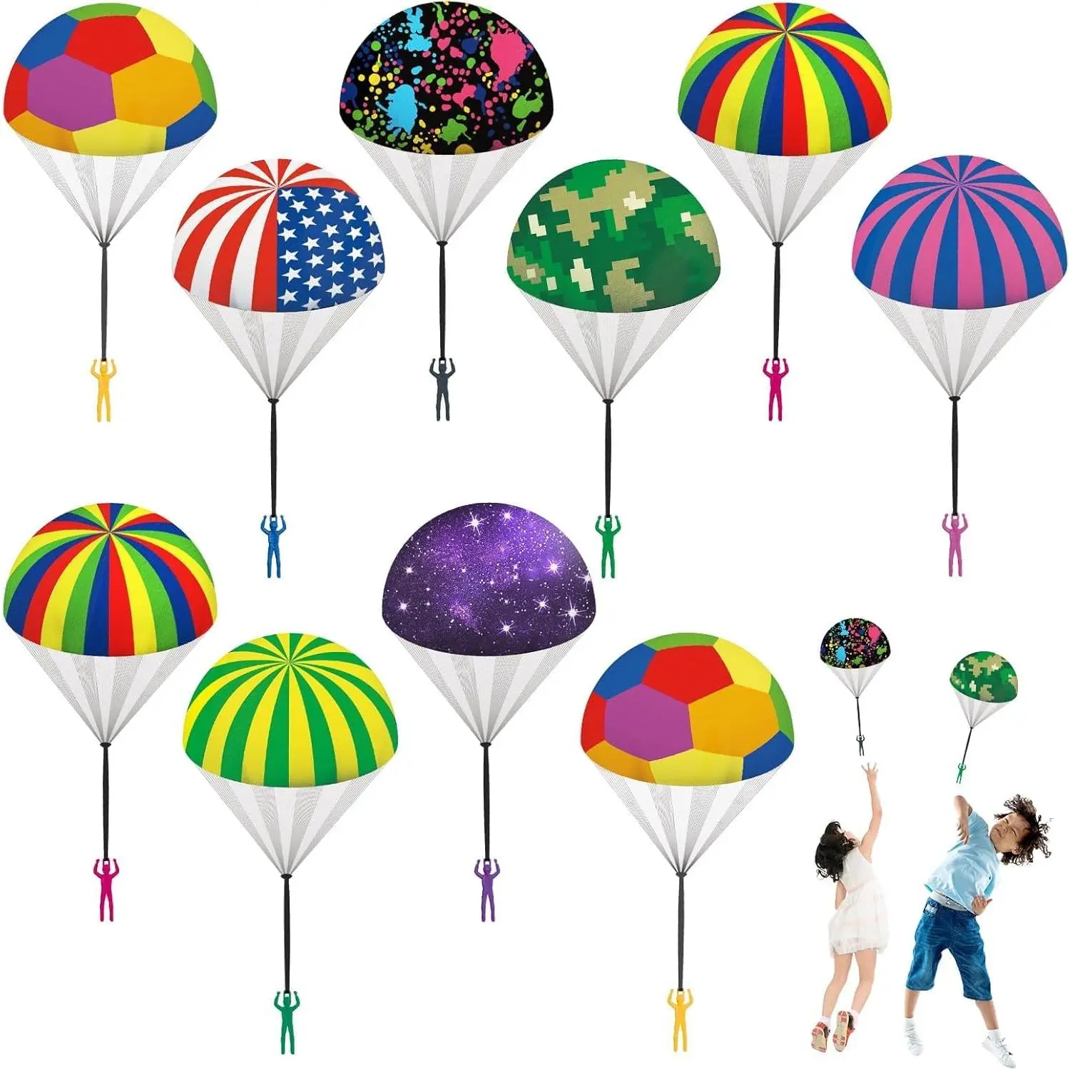 10 Pcs Parachute Toys for Kids, Cool Outdoor Flying Parachute Men Toys for 3 to 10 Year Old Boys, Best Easter Basket Stuffers Valentines Gifts 2026 for Kids Party Favors