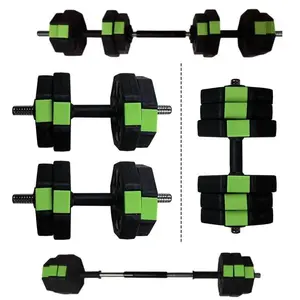 2-In-1 Adjustable Dumbbell Set, 30LB Free Weight Set with Connector,Weights Dumbbells Set Used As Barbell, Fitness Exercise for Home Gym Suitable Men/Women,Green