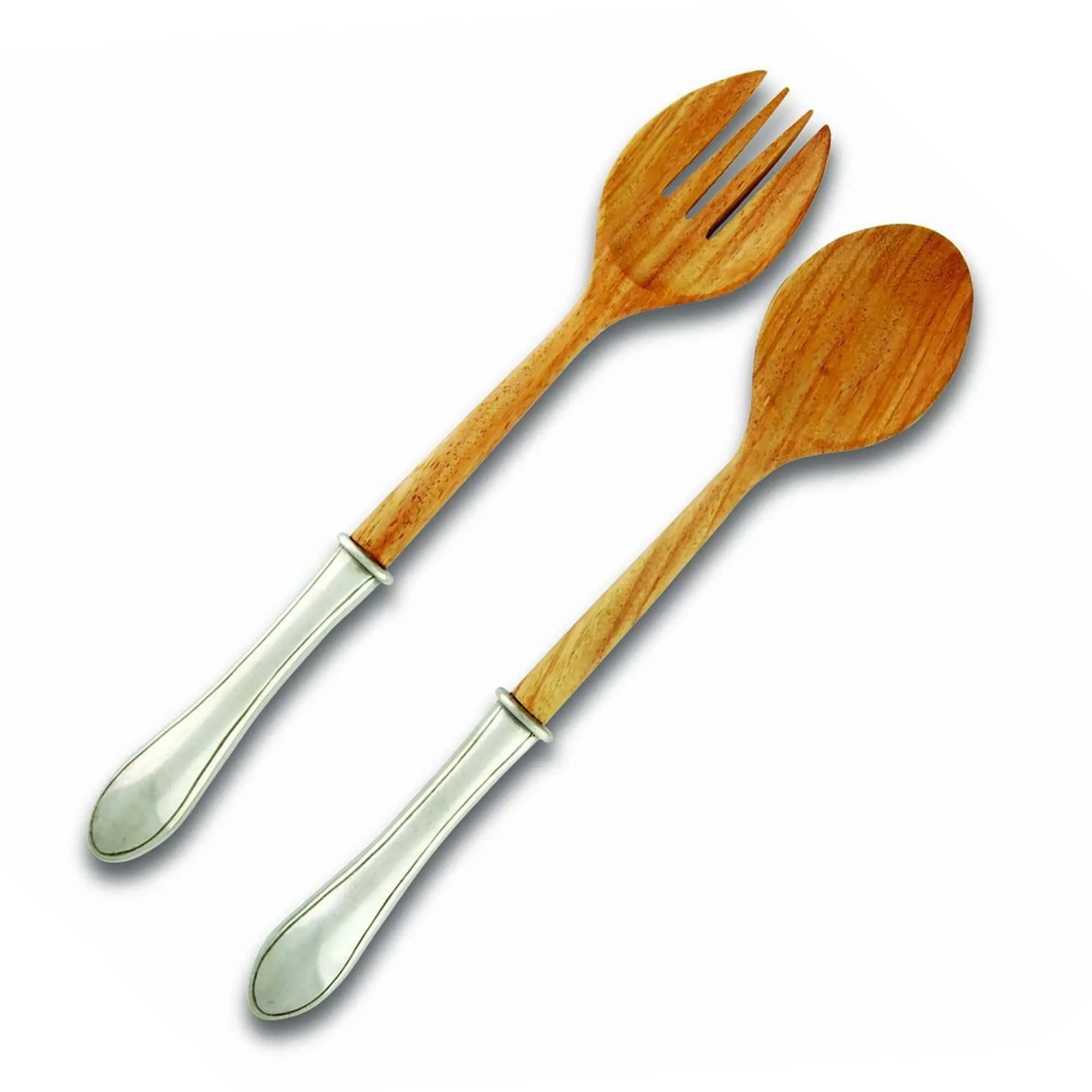 Wales Pewter Handle Salad Server Set - Includes Salad Server, Platter & Utensils