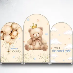 15-day Delivery Crown Teddy Bear with Stars Arch Backdrop Cover for Baby Shower and Birthday