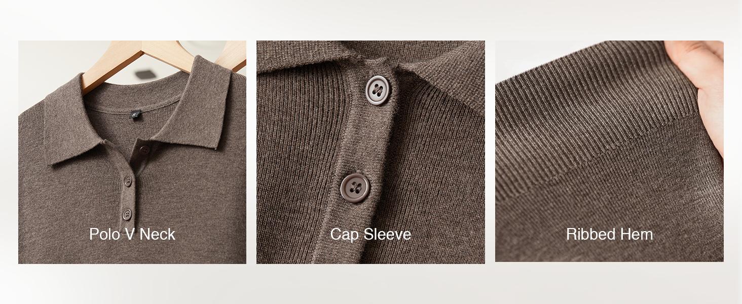 Arach&Cloz Women's Wool Blend Cap Sleeves Business Casual Summer Tops Sweater Vest Polo Shirts 2026