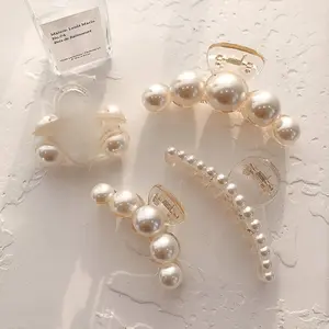 Pearl Hair Clips for Women,4PCS Large Hair Claw Clip Strong Hold No Slip,Banana Jaw Clip Barrettes Nonslip,Elegant Hair Accessories Birthday Thanksgiving Christmas Gift for Girl Thick Thin Hair