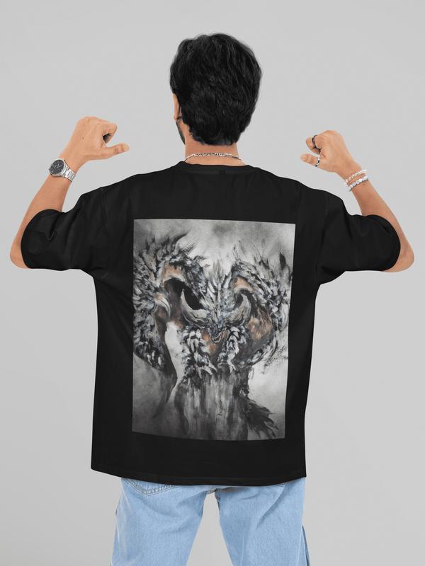 Monster Hunter Watercolor Dragon T-Shirt | Artistic Brushstroke Print | Premium Cotton Tee for Gamers & Fantasy Fans