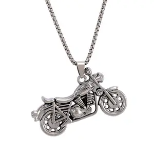 Men's and women's fashion hip-hop motorcycle pendant exaggerated atmosphere creative men's and women's necklace personalized motorcycle long hair chain men's and women's jewelry