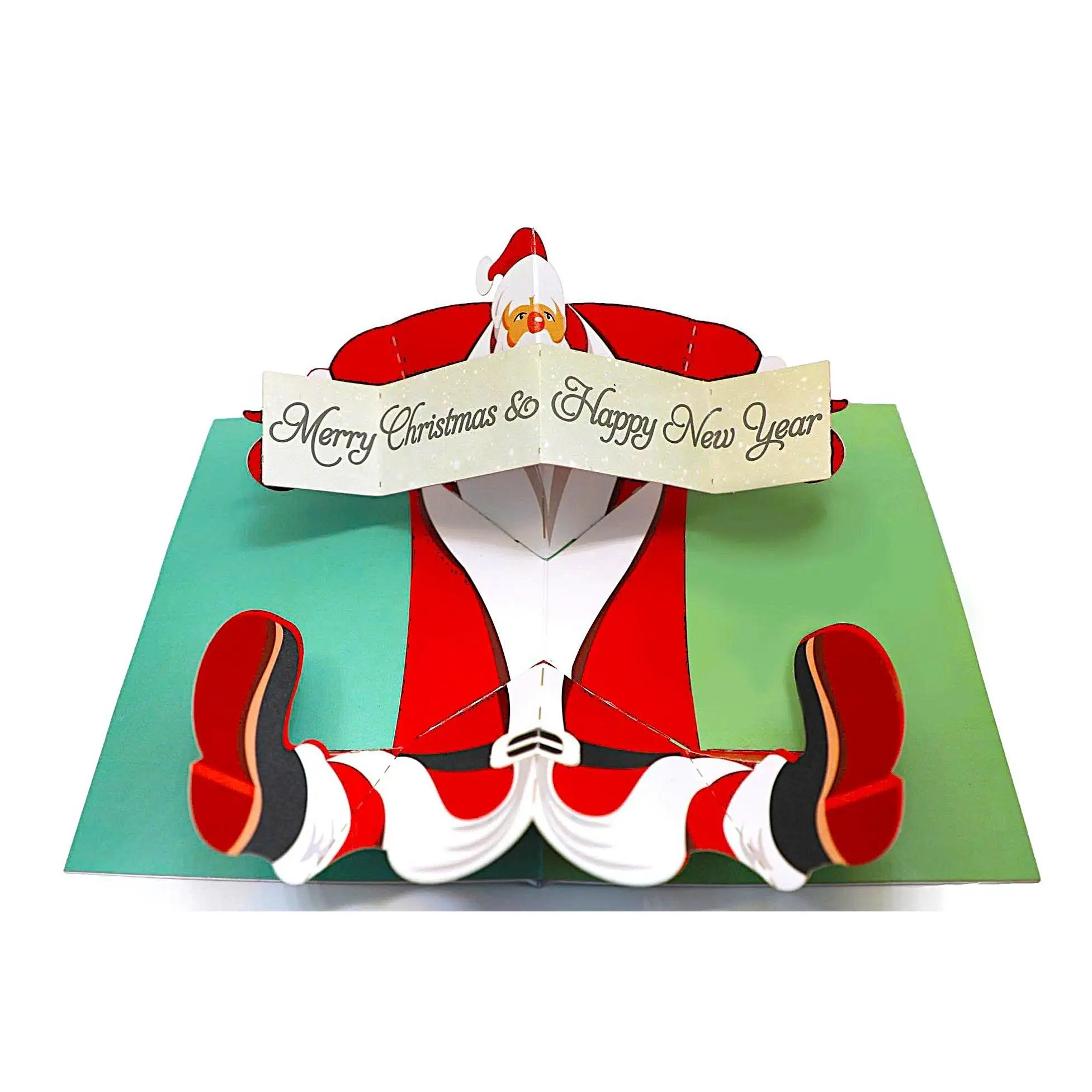 Santa Claus Lying on Floor 3D Pop Up Greeting Card