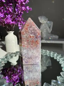 Druzy pink amethyst tower with amethyst   2571