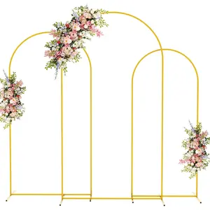 Metal Arch Backdrop Stand Set of 3 Gold Wedding Arch Stand 7.2FT & 6.6FT & 6FT Arched Backdrop Frame for Birthday Party Baby Shower Graduation Ceremony Decoration