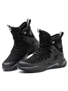 Men's Sporty Lace up Front High Top Safety Shoes, 1 Pair Warm Soft Safety Shoes Against Punctures & Cuts, Durable Work Shoes Work Boots for Fall & Winter