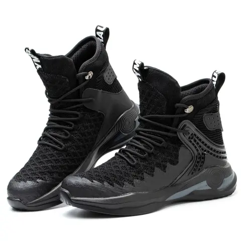 Men's Sporty Lace up Front High Top Safety Shoes, 1 Pair Warm Soft Safety Shoes Against Punctures & Cuts, Durable Work Safety Footwear Work Shoes Work Boots for Fall & Winter