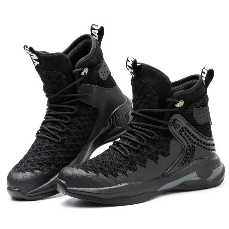 Men's Sporty Lace up Front High Top Safety Shoes, 1 Pair Warm Soft Safety Shoes Against Punctures & Cuts, Durable Work Safety Footwear Work Shoes Work Boots for Fall & Winter