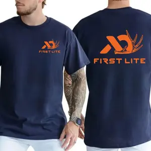 First Lite Logo Hunting Tshirt – Orange Antler Graphic Tee, Unisex Fall Tee, Deer Season Outfit Gifts for Family, Casual Daily Wear Tee For Men & Women, Apparel Made In The USA