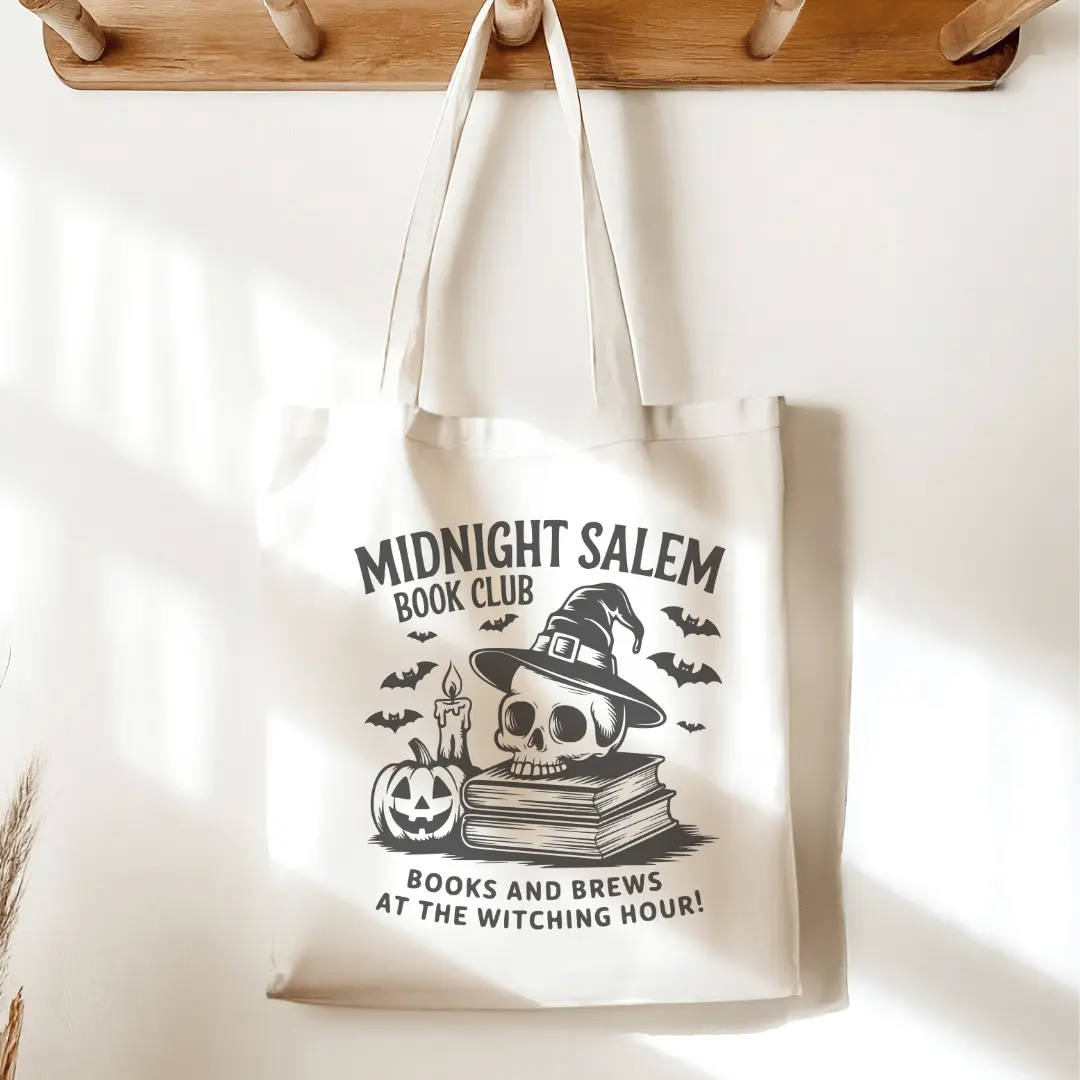 Midnight Salem Book Club Sublimated Canvas Tote Bag