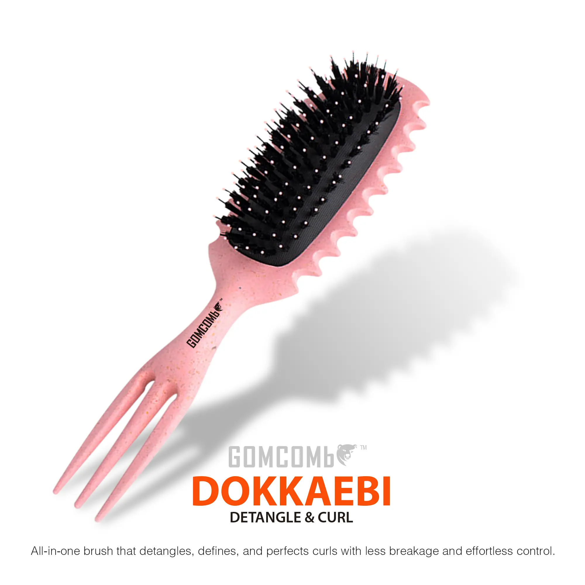 H2PRO GOMCOMb DOKKAEBI DETANGLE AND CURL HAIR BRUSH - PINK