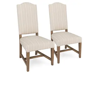 Artful Traditionalist Rustic Upholstered Crown Dining Side Chair
