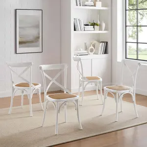 Modway Gear Dining Side Chair Set of 4 in White