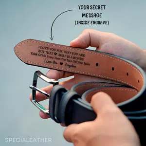 Personalized Leather Belt for Anniversary - Handcrafted Custom Belt Men for Him, Christmas Day Gift for Husband, Gift for him