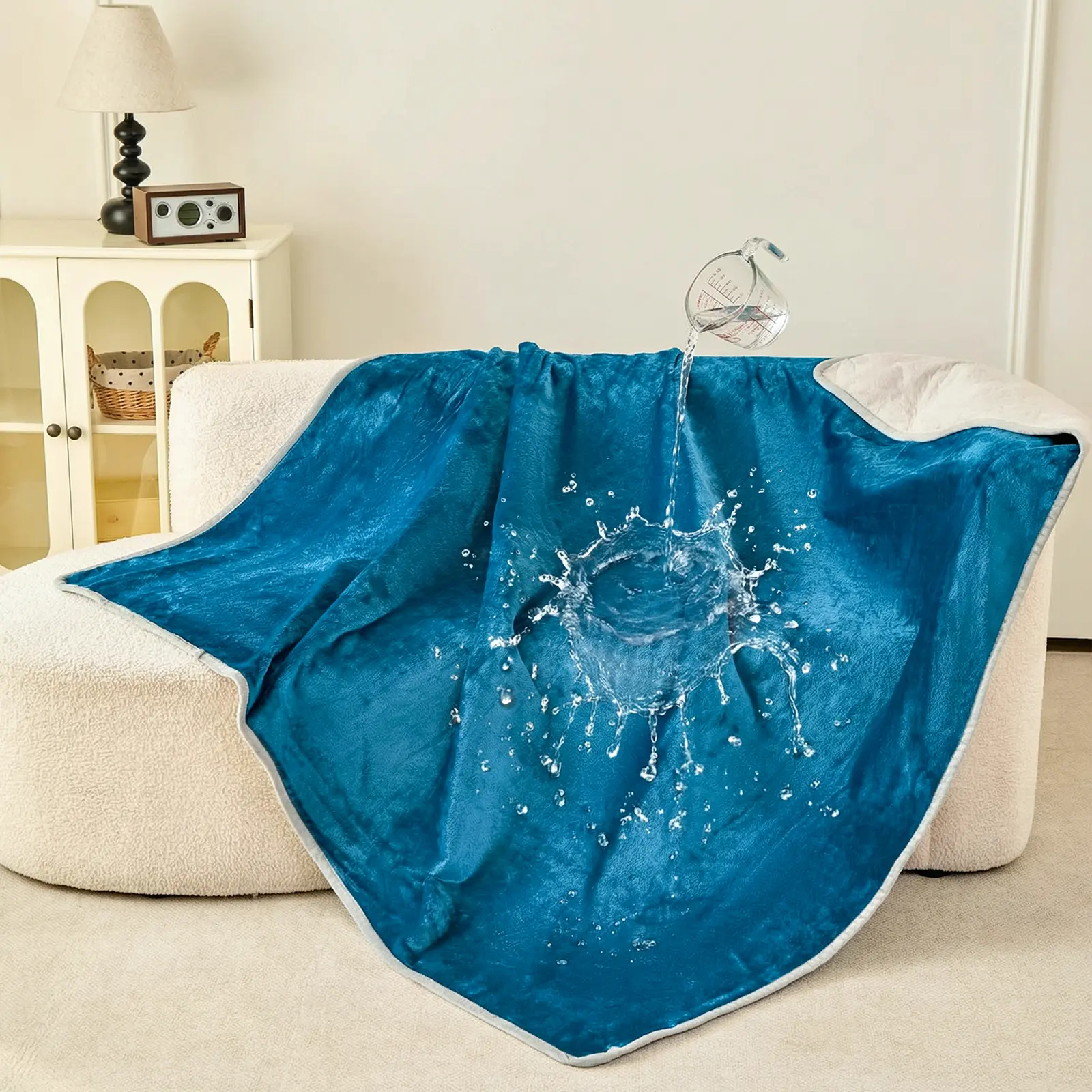 Waterproof Reversible Dog Blanket, Soft Flannel Couch Cover for Medium & Large Dogs, Leakproof Sofa & Crate Protector, 44x60 Inches