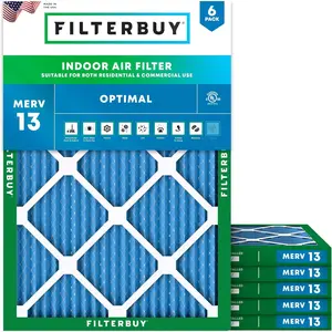 Filterbuy 16.5x21.5x1 Air Filter (6-Pack), Pleated MERV 13 Optimal Defense HVAC AC Furnace Air Filters for Bryant and Carrier