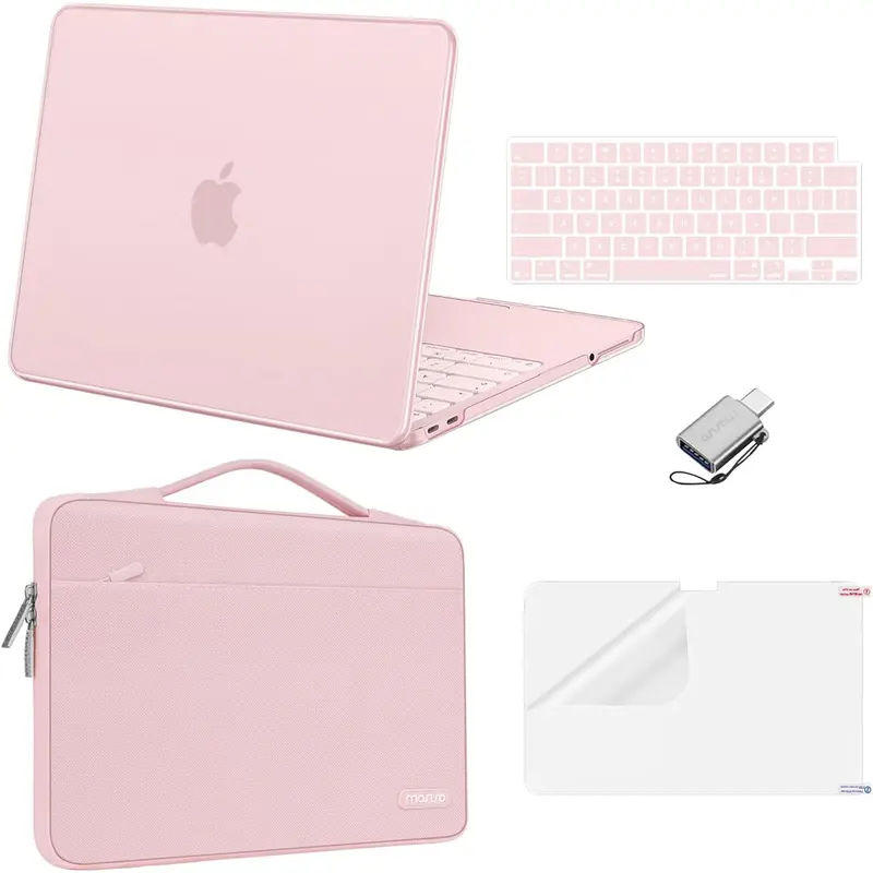 MOSISO Solid Polycarbonate Plastic Protection Pack for 13in 2026 MacBook Neo A3404, Model-Specific Hard Shell, Flexible Water-Resistant Sleeve, Keyboard/Screen Protectors & USB-C Accessory for Work, Commuting
