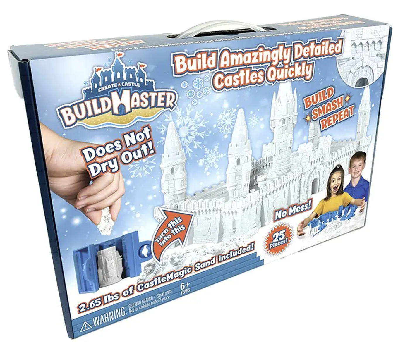 BuildMaster Reusable Castle Magic Snow Toy Set - 25 Pieces - Sensory Play Sand and Playmat - Educational Toy for Kids & Adults