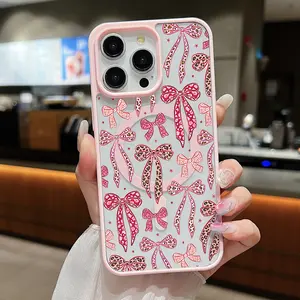Leopard Bow Pattern Clear Phone Case, Compatible with ilicone Bumper Protective Cover For iPhone 11 12 13 14 15 16 17 Pro Max Plus