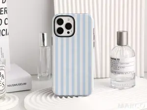 Fresh Blue and White Striped Phone Case for iPhone, Tough Snap Cover, Stylish Protective Design, Perfect Christmas or Holiday Gift