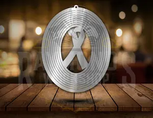 CNC Work Custom Art Cancer Ribbon Wind Spinner - Durable Steel Outdoor Decor with Swivel Hook & Mesmerizing Spinning Effect