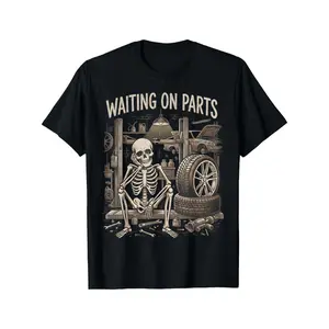 Waiting On Parts Funny Skeleton Auto Mechanic Technician T-Shirt for Men Women Couple | Trendy Tops, Short Sleeve, Street Style, Comfort Tee, Casual Summer Tee, Must-have Fashionable Tee, Crew Neck, Medium Stretch Fabric, All-season Fit