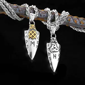Odin's Reach — Norse Runes Spear Pendant Necklace