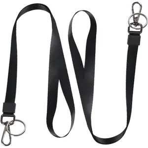 2 Pack Durable Black Lanyards for ID Badges & Keys, with Clip & Buckle ID Badge Holder for Men and Women