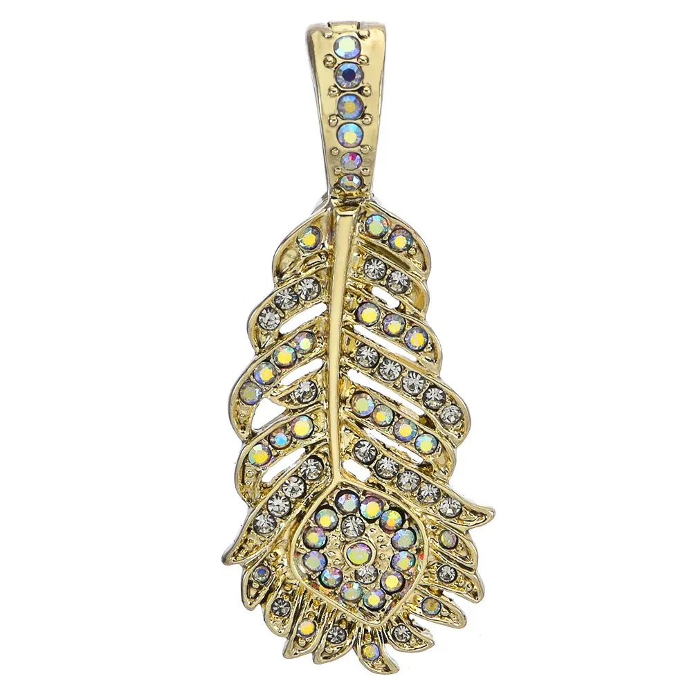 Fairyland Peacock Feather Foldover Pendant (Goldtone)
