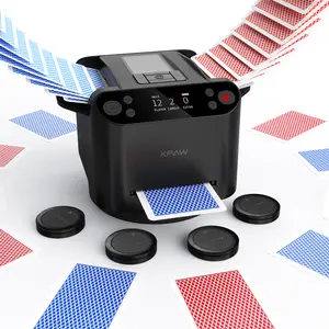 2-in-1 Automatic Card Shuffler & Dealer - Support 12 Players, 4 Drawing Remotes, Built-in Gameplays, 360°/180° Deal, Adjustable Dealing Distance, for Poker, UNO, Phase 10, Skip-Bo, Rummy