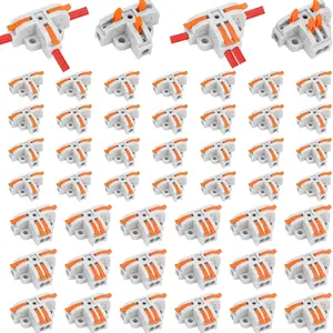 10PCS Lever Wire Connectors 24-12 AWG, T Shape 3 Way Quick Wire Splitter Push-in Electrical Connectors Kit with 3/4 Port Durable Reliable Connectors
