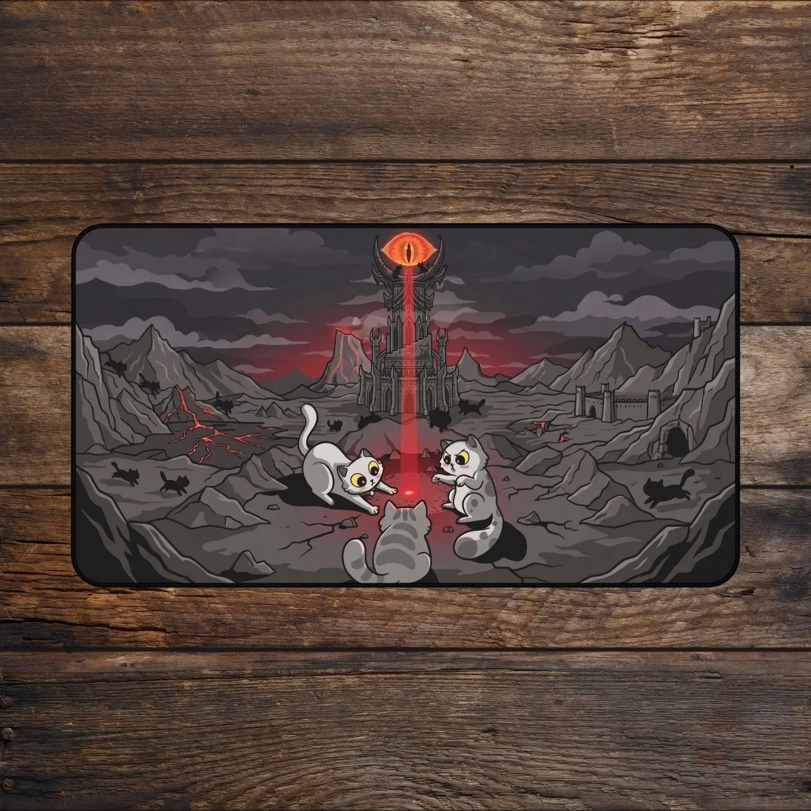 Mordor Cat MTG Playmat Dark Lord TCG Playmate Funny Meme Mousepad & Deskmat With Zones