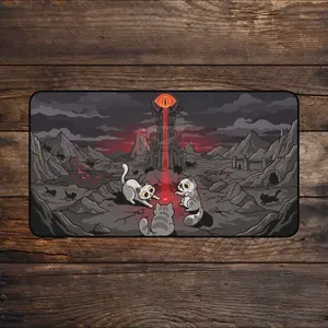 Mordor Cat MTG Playmat Dark Lord TCG Playmate Funny Meme Mousepad & Deskmat With Zones
