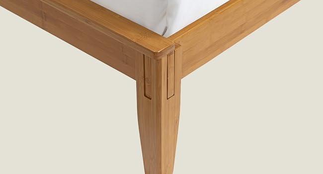 Yechen Bed Frame, Bamboo Platform Bed with Headboard, Noise Free Wood Slats and Metal Beam Support, Easy Assembly with Mortise & Tenon Joint, No Box Spring Needed, Japanese Style, (Queen, King) (Natural, Walnut)