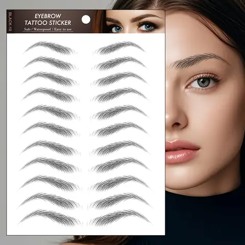 Eyebrow Stickers Waterproof Long-Lasting Realistic Fake Eyebrows, Clear Root Design, One-Time Tattoo Stickers for Women, Eyebrow Decal