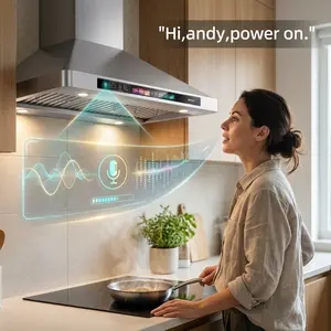 30 Inch Smart Range Hood 900CFM Voice & Gesture Control Kitchen Exhaust Fan Low Noise Stainless Steel